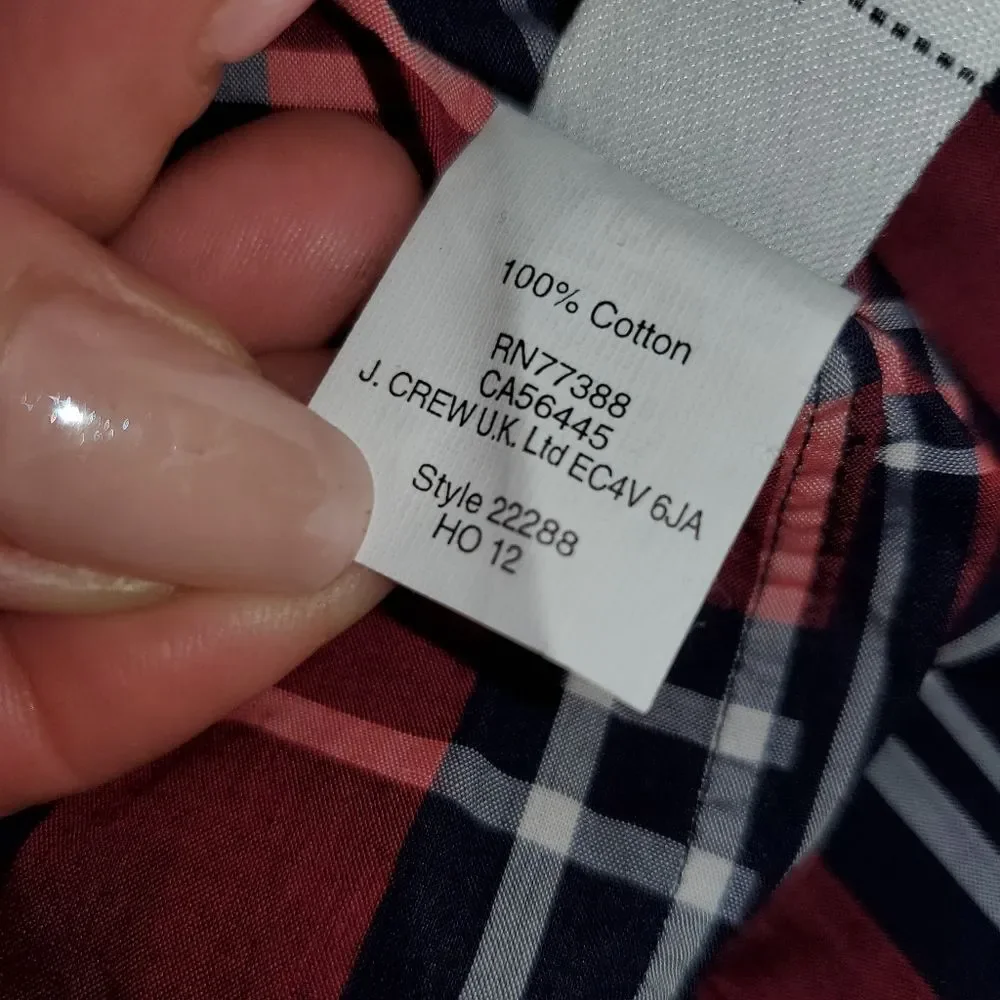 J. Crew Thomas Mason Archive Red Blue Plaid Slim Fit Button Down Shirt XL